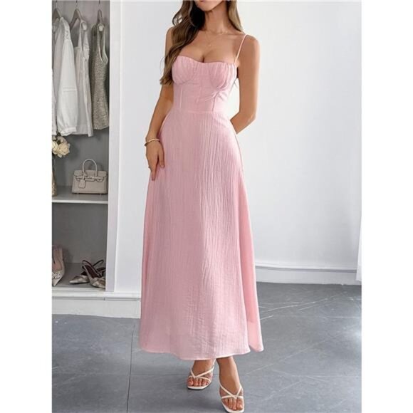 Texture Sweetheart Neck Backless Cami Dress - Picture 8 of 11